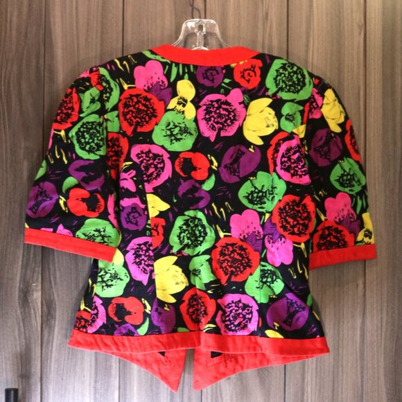 Bright Floral Vintage 80's Neiman Marcus Rimini Jacket and Skirt Bright Floral - Picture 5 of 7